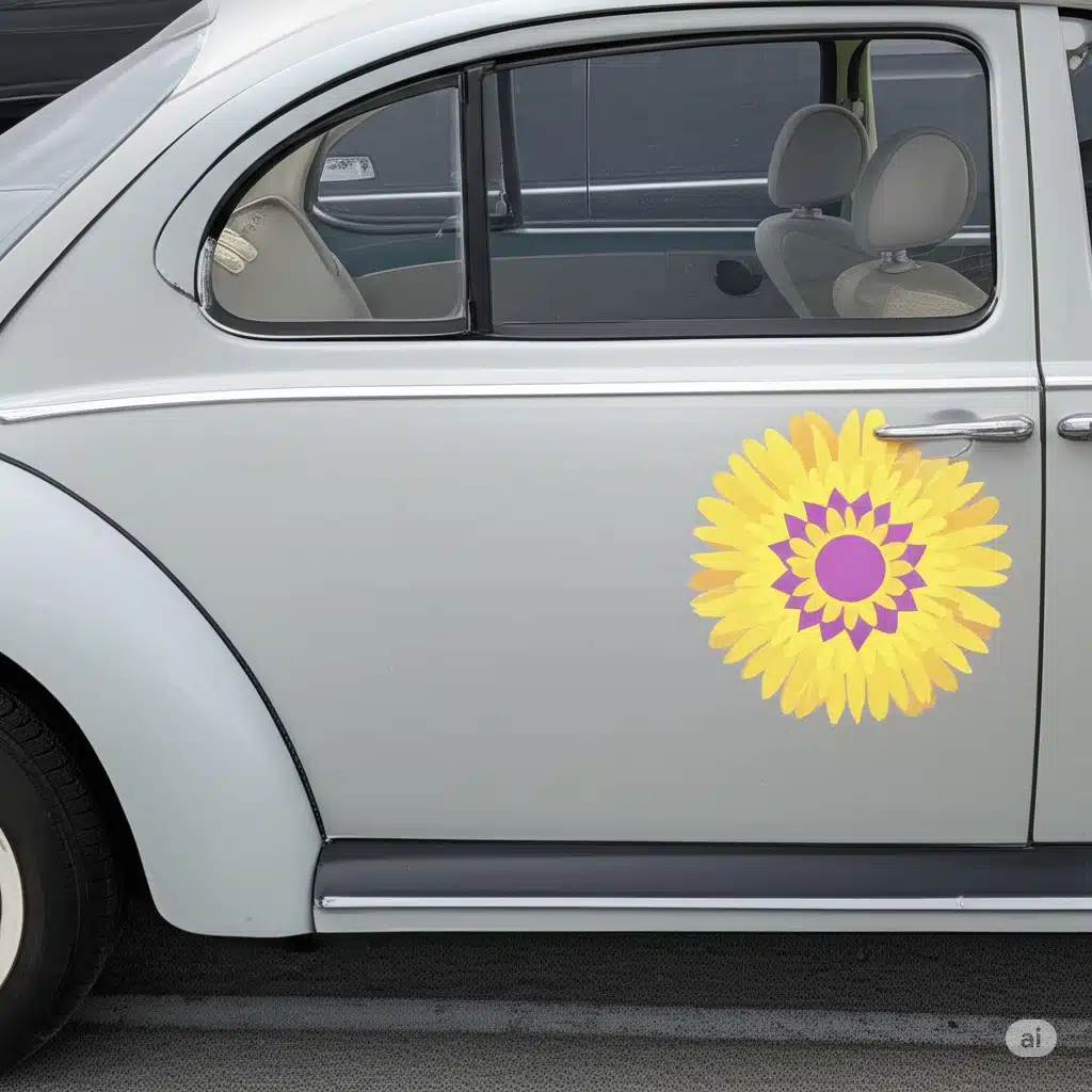 Car with sunflower sticker