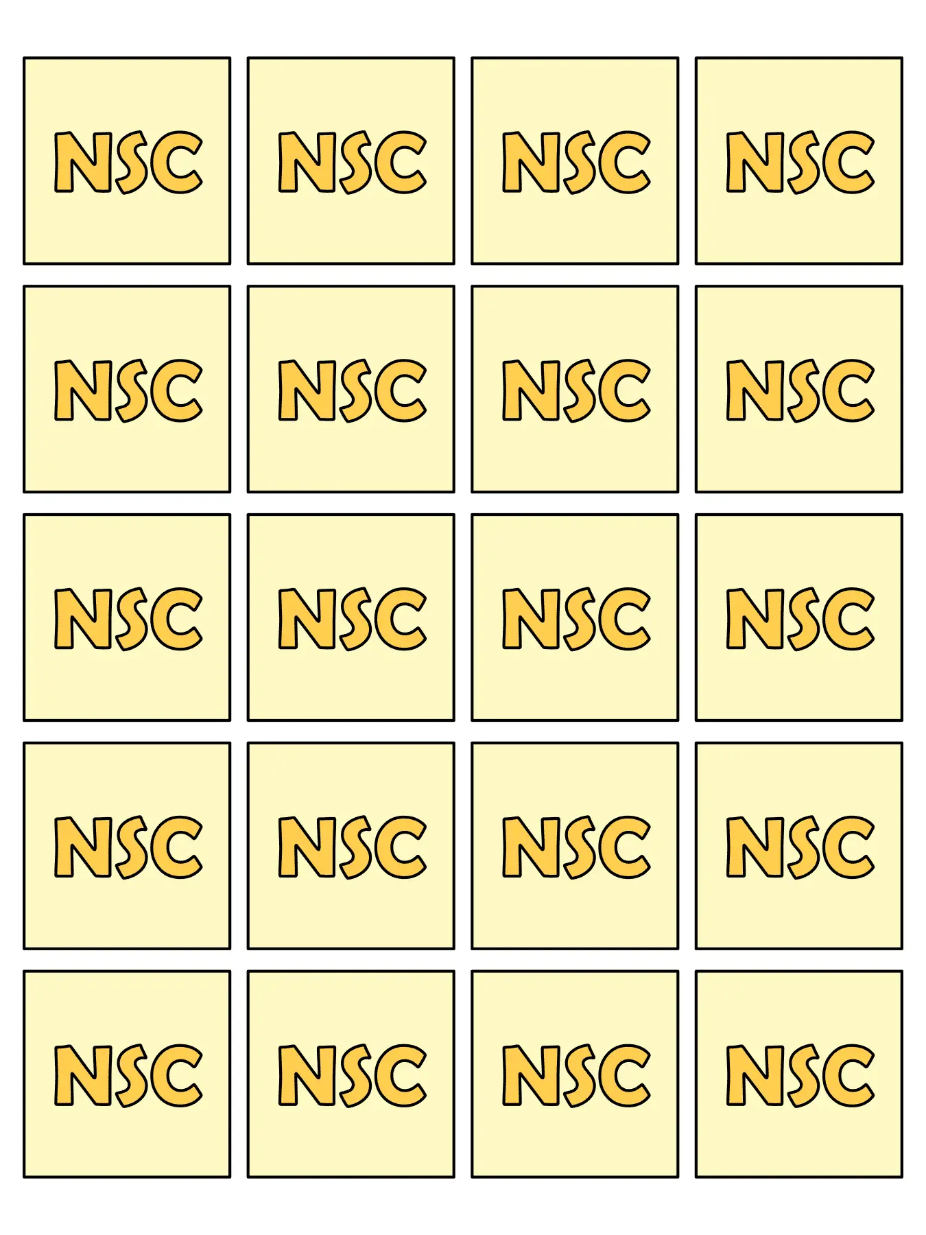 Square label sheet example